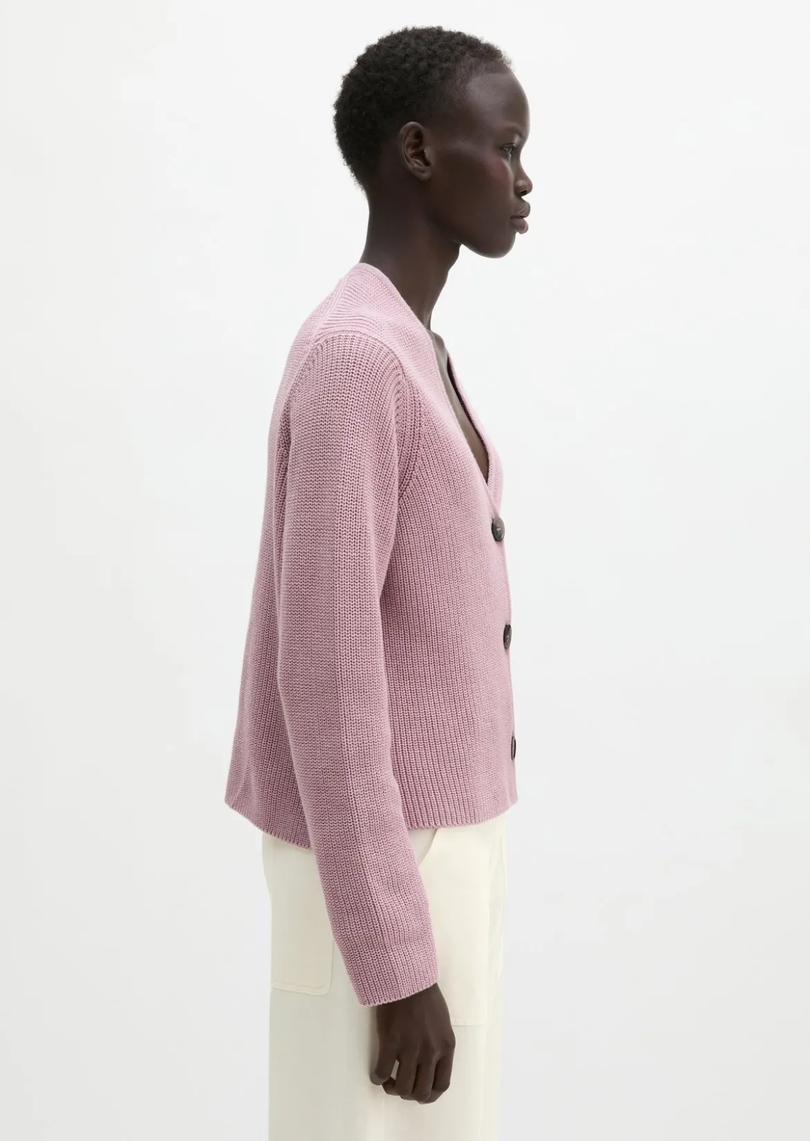 V-Neck-Cardigan relaxed aus Heavy-Weight-Organic-Cotton