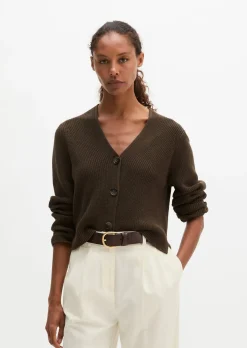 V-Neck-Cardigan relaxed aus Heavy-Weight-Organic-Cotton