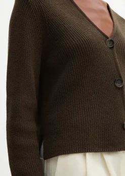 V-Neck-Cardigan relaxed aus Heavy-Weight-Organic-Cotton