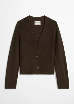 V-Neck-Cardigan relaxed aus Heavy-Weight-Organic-Cotton