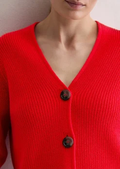 V-Neck-Cardigan relaxed aus Heavy-Weight-Organic-Cotton