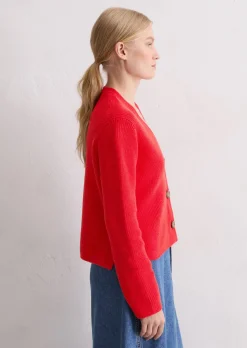 V-Neck-Cardigan relaxed aus Heavy-Weight-Organic-Cotton
