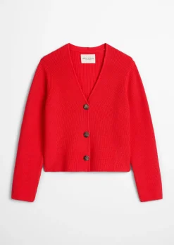 V-Neck-Cardigan relaxed aus Heavy-Weight-Organic-Cotton