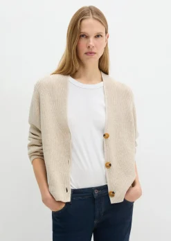 V-Neck-Cardigan relaxed aus Heavy-Weight-Organic-Cotton