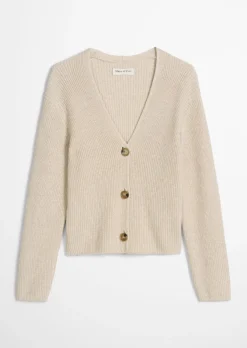 V-Neck-Cardigan relaxed aus Heavy-Weight-Organic-Cotton