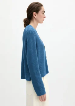 V-Neck-Cardigan relaxed aus Heavy-Weight-Organic-Cotton