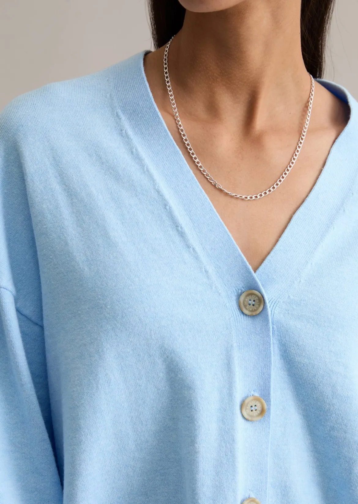 V-Neck-Cardigan relaxed aus Soft Cotton Stretch