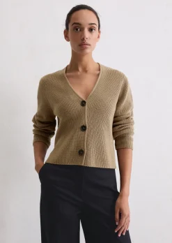 V-Neck-Cardigan relaxed aus Heavy-Weight-Organic-Cotton