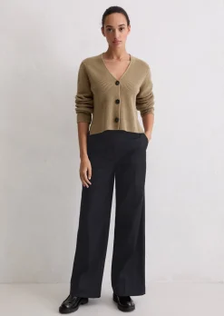 V-Neck-Cardigan relaxed aus Heavy-Weight-Organic-Cotton