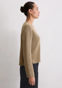 V-Neck-Cardigan relaxed aus Heavy-Weight-Organic-Cotton