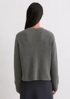 V-Neck-Cardigan relaxed aus Heavy-Weight-Organic-Cotton