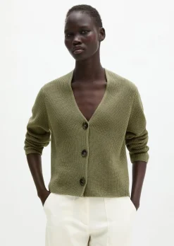 V-Neck-Cardigan relaxed aus Heavy-Weight-Organic-Cotton