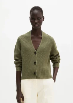 V-Neck-Cardigan relaxed aus Heavy-Weight-Organic-Cotton