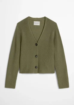 V-Neck-Cardigan relaxed aus Heavy-Weight-Organic-Cotton