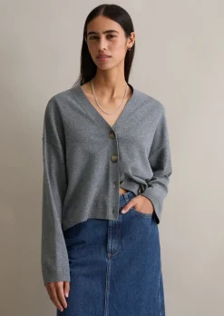 V-Neck-Cardigan relaxed aus Soft Cotton Stretch