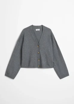 V-Neck-Cardigan relaxed aus Soft Cotton Stretch