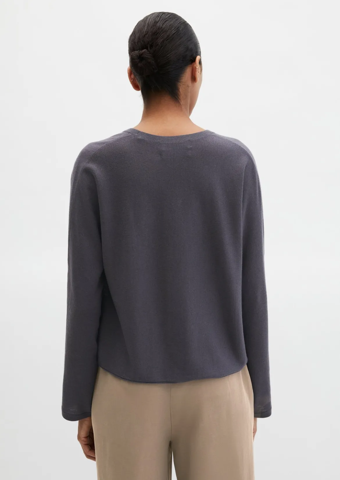 V-Neck-Pullover oversize aus Merinowolle-Viskose-Mix