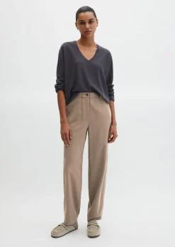 V-Neck-Pullover oversize aus Merinowolle-Viskose-Mix