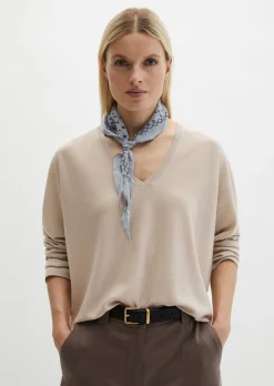 V-Neck-Pullover oversize aus Merinowolle-Viskose-Mix
