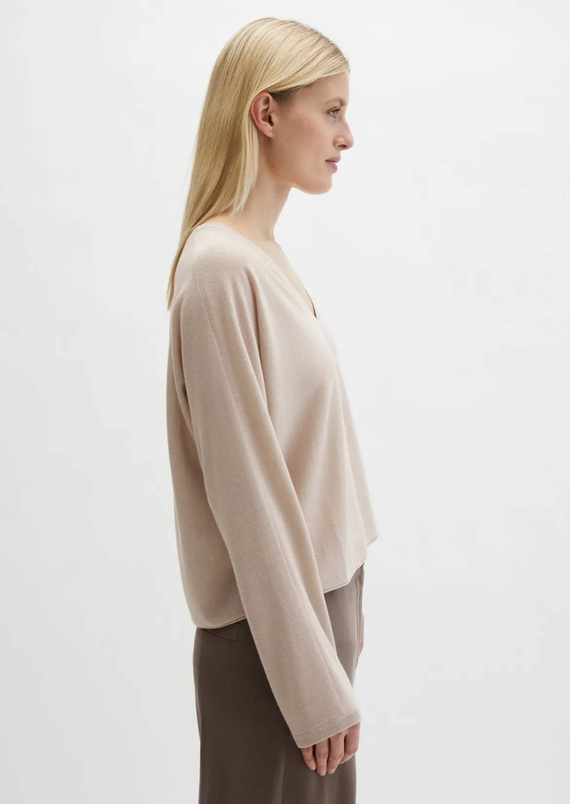 V-Neck-Pullover oversize aus Merinowolle-Viskose-Mix