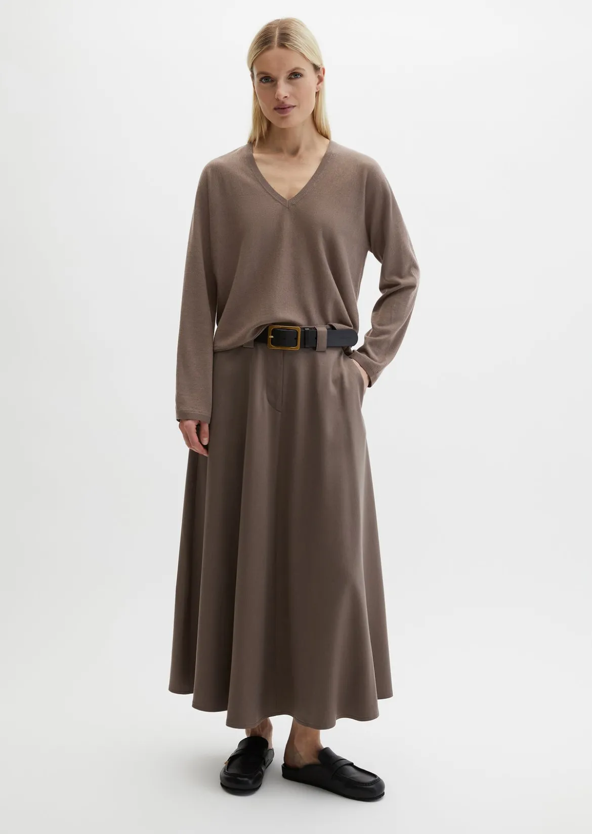 V-Neck-Pullover oversize aus Merinowolle-Viskose-Mix