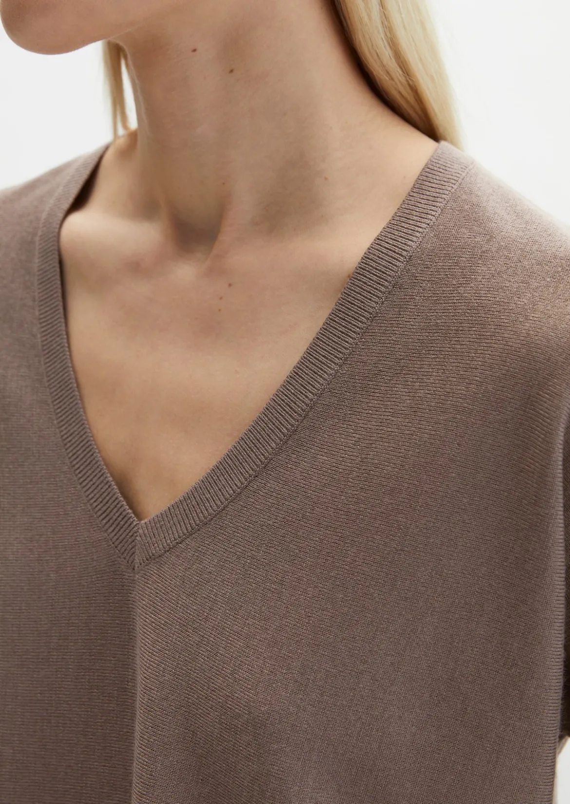 V-Neck-Pullover oversize aus Merinowolle-Viskose-Mix