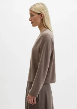 V-Neck-Pullover oversize aus Merinowolle-Viskose-Mix