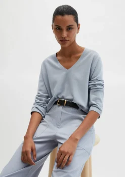 V-Neck-Pullover oversize aus Merinowolle-Viskose-Mix