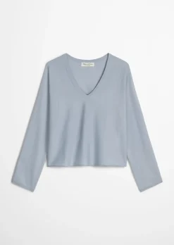V-Neck-Pullover oversize aus Merinowolle-Viskose-Mix
