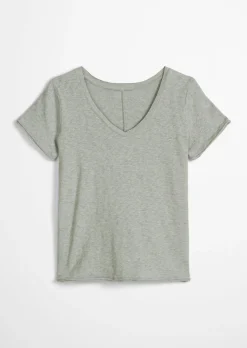 V-Neck-T-Shirt regular aus Organic Cotton Slub Jersey