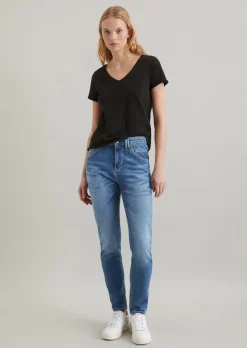 V-Neck-T-Shirt regular aus Organic Cotton Slub Jersey