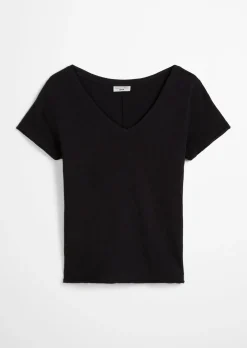 V-Neck-T-Shirt regular aus Organic Cotton Slub Jersey