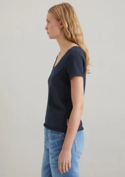 V-Neck-T-Shirt regular aus Organic Cotton Slub Jersey