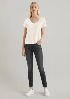 V-Neck-T-Shirt regular aus Organic Cotton Slub Jersey