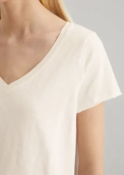 V-Neck-T-Shirt regular aus Organic Cotton Slub Jersey