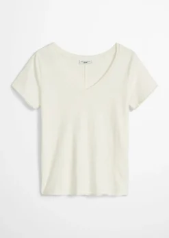 V-Neck-T-Shirt regular aus Organic Cotton Slub Jersey