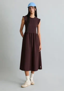 Volant-Jerseykleid flared mit Baumwoll-Popelinerock