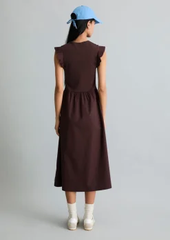 Volant-Jerseykleid flared mit Baumwoll-Popelinerock
