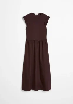 Volant-Jerseykleid flared mit Baumwoll-Popelinerock