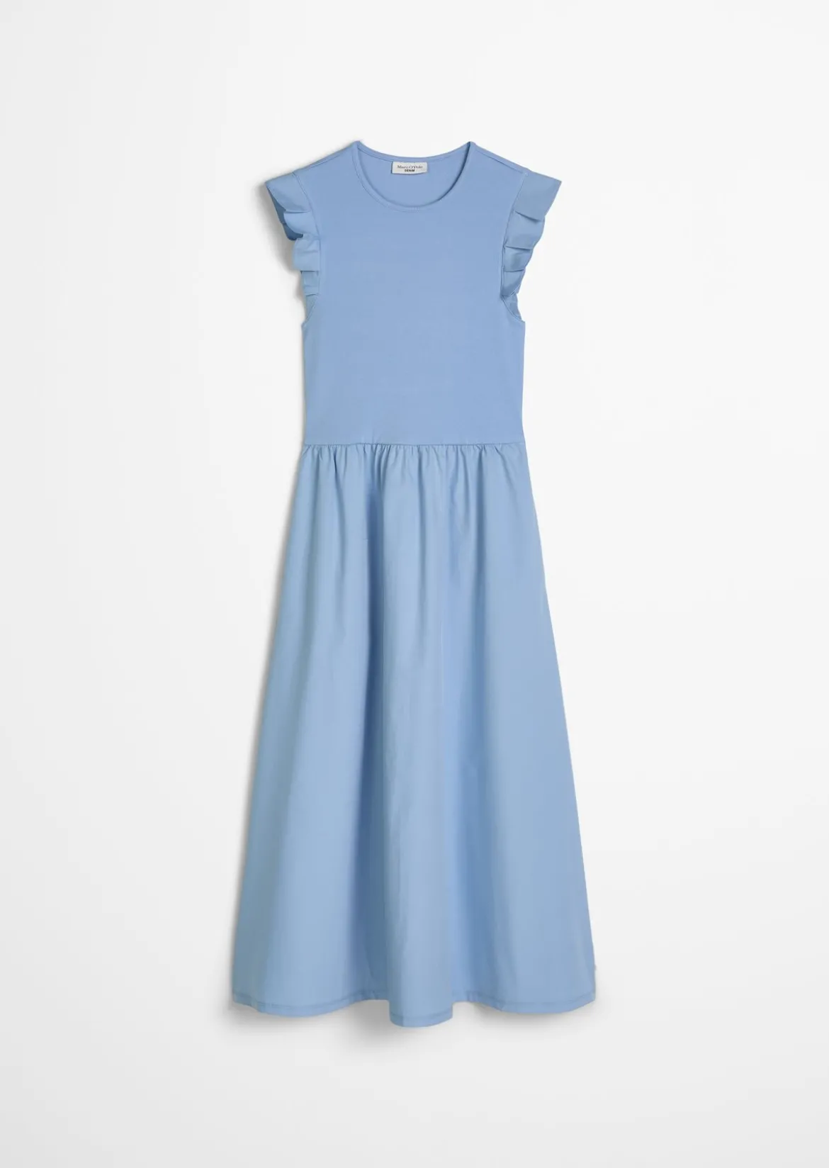 Volant-Jerseykleid flared mit Baumwoll-Popelinerock