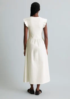 Volant-Jerseykleid flared mit Baumwoll-Popelinerock