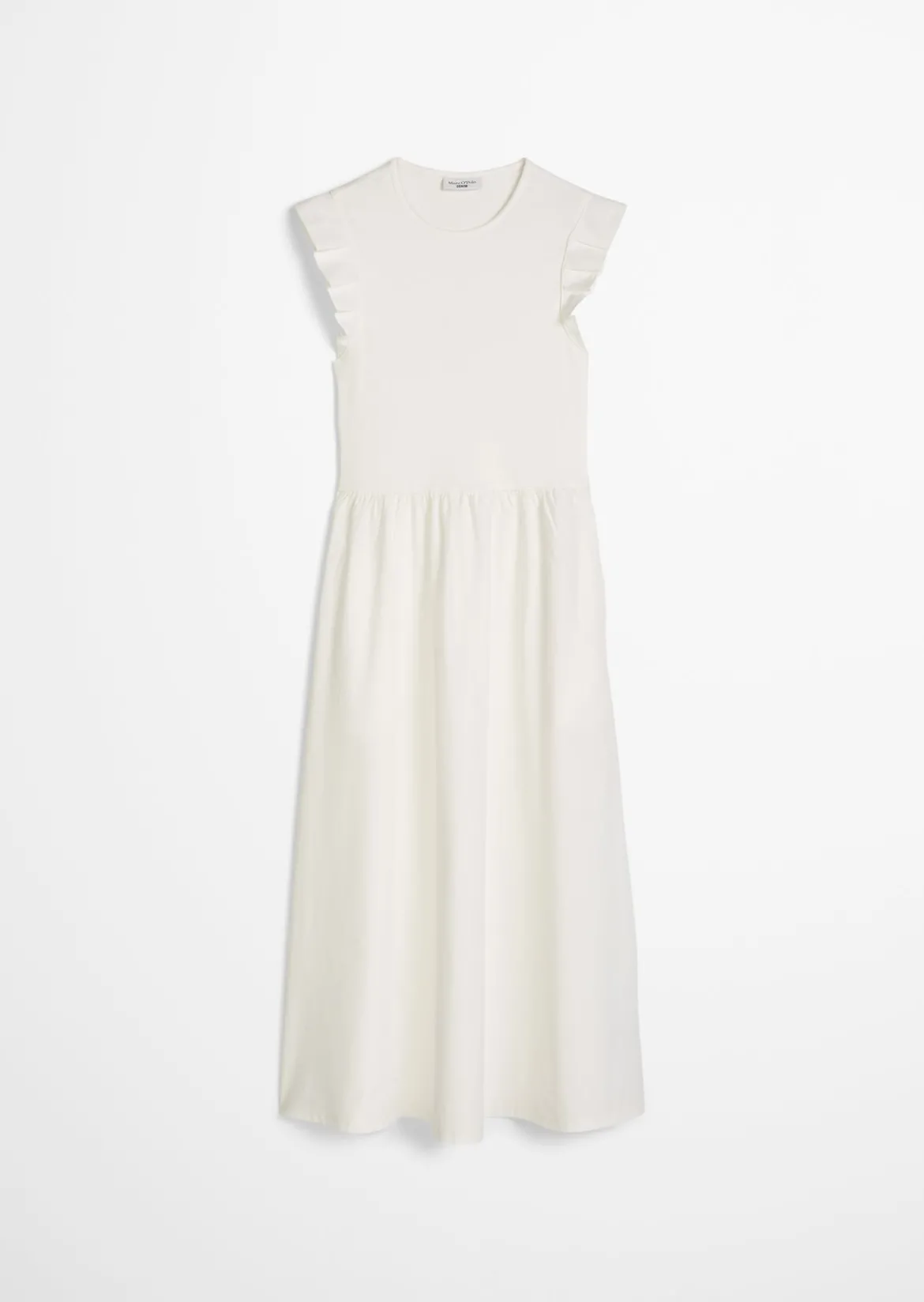 Volant-Jerseykleid flared mit Baumwoll-Popelinerock