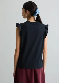 Volant-T-Shirt regular aus Material-Mix