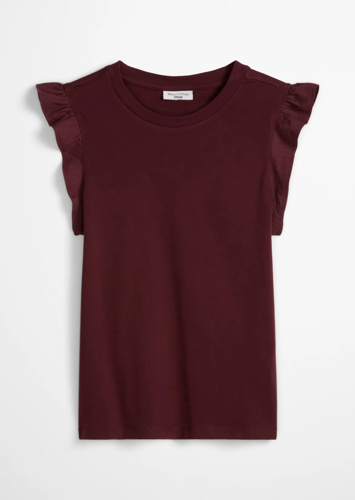 Volant-T-Shirt regular aus Material-Mix