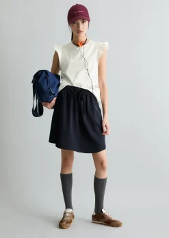 Volant-T-Shirt regular aus Material-Mix