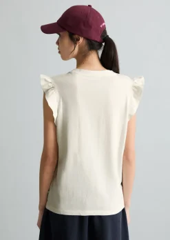 Volant-T-Shirt regular aus Material-Mix