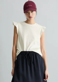Volant-T-Shirt regular aus Material-Mix