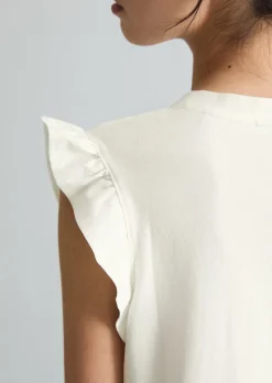 Volant-T-Shirt regular aus Material-Mix