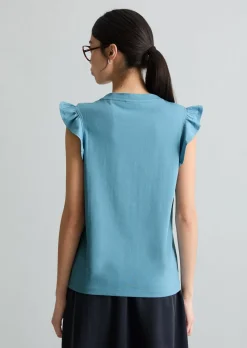 Volant-T-Shirt regular aus Material-Mix