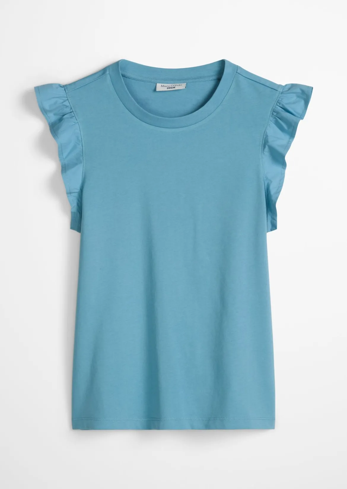 Volant-T-Shirt regular aus Material-Mix